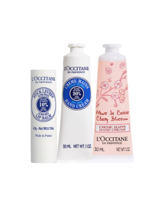 L'Occitane (Shea Butter Hand Cream*2 + Lip Balm) Moisturizing Gift Set for Dry Skin, Long-Lasting Fragrance, Birthday Gift for Him/Her