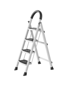 Aopeng 4-Step Folding Ladder for Home Use, Thickened Steel Tube Iron Ladder with Wide Pedal, A-Frame Ladder, Single-Side Project Ladder