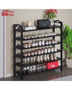Yijia Shoe Rack, Bamboo Shoe Rack, Multi-Tier Simple Shoe Rack for Home, Large Capacity Storage Shoe Cabinet, Black 6-Tier 100