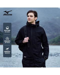 Mizuno (MIZUNO) Outdoor Spring/Autumn Windbreaker for Men and Women, Windproof and Waterproof Jacket Couple Coat, Black, L