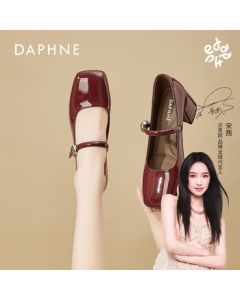 Daphne Women's High Heels New French Mary Jane Shoes Chunky Heel Pumps Red Bridal Wedding Shoes Red 38