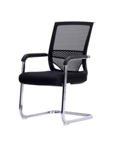 ZHONGWEI Minimalist Office Chair Bow-Shaped Staff Meeting Reception Chair Mesh Computer Chair Seat Black