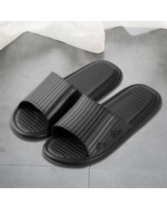 Jie Bi Shi Slippers - All-Season Couples Bathroom Home Leisure Slides, Hot Spring Soft-Sole Sandals, Men's Black, Size 42-43