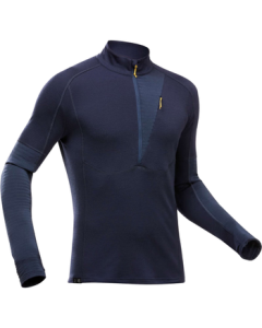 Decathlon Outdoor Quick-Dry Merino Wool T-Shirt for Men, Hiking & Mountaineering, Dark Blue (89% Wool), Size XL-4176736