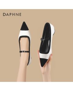 Daphne Women's Two-Tone Mary Jane Flats with Single Strap, Versatile Casual Shoes 4024404032, Beige, Size 39