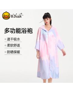 B.Duck Little Yellow Duck Bathrobe for Women, Quick-Dry Hooded Poncho, Portable Wearable Absorbent Adult Towel for Hot Spring Vacation and Swimming