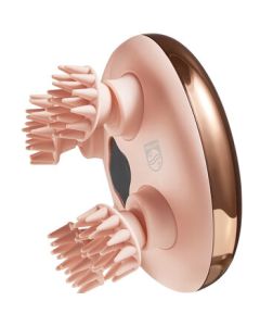 PHILIPS Electric Head Massager - Dry/Wet Dual-Use Scalp Infrared Massager with Hand-Like Kneading and Pressing for Headache Relief and Sleep Aid, Model PPM3101H in Peach Pink