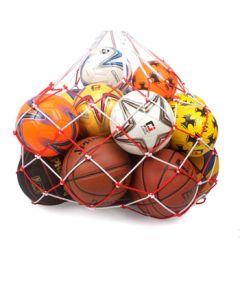 Longzhan Basketball Football Large Mesh Polyester Storage Net Bag Woven Rope Style Red and White 15-Ball Capacity 1.4m Length 2 Pieces