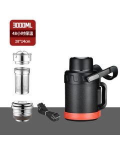 IMOGY Outdoor Thermal Flask AN2005 - Large Capacity Portable Car Travel Thermos, Black, 3000ML