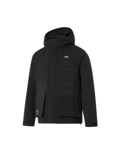 Li-Ning "Xiao Zhan Same Style" Water-Repellent Down Jacket for Men, Winter Versatile Short Parka Hooded Coat AYMU363