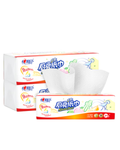 Hearttex Facial Tissues/Kitchen Towels 70 Sheets * 3 Packs, Extra Thick Oil-Absorbing & Water-Locking, Food-Grade