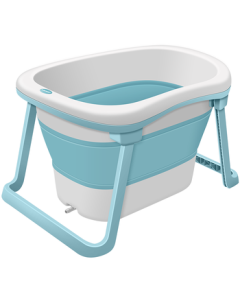 Babyhood Baby Bathtub, Infant Bathing Tub & Swimming Pool, Large Foldable Bath Bucket for Ages 0-15 with Bath Stool Included, 319 Blue