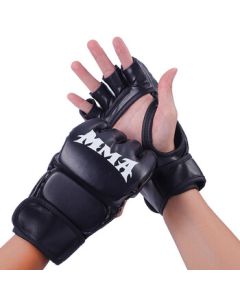 Zhongji Half-Finger Boxing Gloves Adult Black MMA UFC Gloves Muay Thai Free Combat Training Boxing Gloves