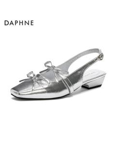 Daphne Bow Back Strap Women's Summer New High-End Elegant Flats 4025101550 Silver 37