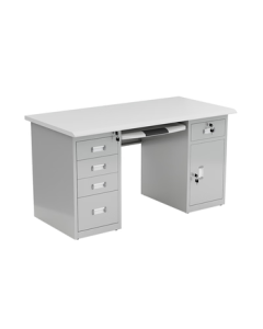 Xinjing Steel Office Desk Staff Computer Desk with Lock Single Person Workstation, Five-Drawer One-Door + Keyboard Tray, 1.2 Meters