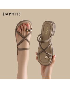 Daphne Women's Sandals Simple Flat Flip-Flop Thong Beach Sandals Shoes 4024303009 Brown 37