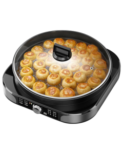 AUX Commercial Electric Pancake Maker with Lid - Extra Large and Deep Pancake Pan, Multifunctional Griddle for Jianbing, Pancakes, and More - 40cm Stainless Steel High-Power Crepe Maker AKP-40A16-DM