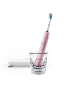 Philips (PHILIPS) Sonic Electric Toothbrush for Adults - Couples Gift Set with Bluetooth APP, Includes 2 Brush Heads + Charging Glass, DiamondClean Pro Pink HX9912/78