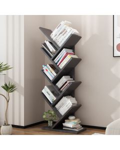 Shuaili Bookshelf, Tree-Shaped Multi-Tier Simple Storage Shelf 116cm 7-Tier Black Walnut SL8370D