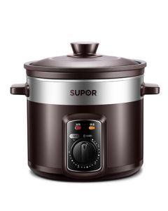 SUPOR Electric Stew Pot, 4L Large Capacity Purple Pot Series with Steaming Cup, Slow Cooking for Delicious Clay Pot Soup, Congee Pot, Electric Stew Pot DG40YK6-30