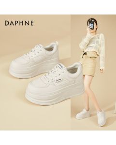 Daphne Platform Sneakers for Women - Small Size Black & White Panda Shoes, Fashionable and Versatile Casual Shoes, Beige, Size 36