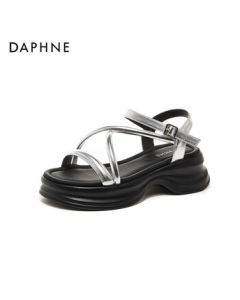 DAPHNE Platform Open-Toe Sandals for Women - Roman Style with Dress, Beach Shoes - Silver 37