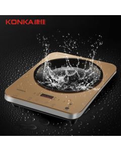 KONKA 22CS05 Concave Induction Cooker - Smart Touch Control, Black Crystal Panel, 2200W High Power, 10-Level Heat Adjustment, Minimalist Champagne Gold, High Quality