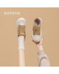 DAPHNE Women's Thick-Sole Canvas Shoes for Students - Earth Yellow Size 38