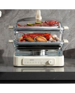 DAEWOO Glass Electric Steamer, 3-Tier Multi-Function Household Steaming, Boiling, and Stewing Stainless Steel Steam Box with Timer 【S22】PJ