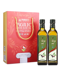 AGRIC Pure Olive Oil Gift Set 500ml*2, Imported from Greece, Mid-Autumn Festival Bulk Purchase Gift Box