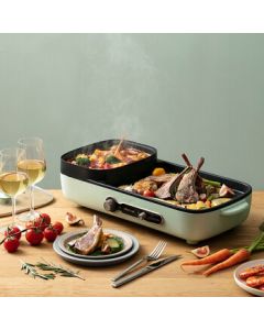 Bear Electric Grill, Electric Roaster, Multi-functional Electric Hot Pot, Household Smokeless Grill and Hot Pot Combo, Barbecue Machine DKL-C15G1