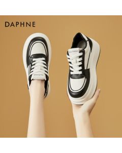 Daphne Platform White Sneakers for Women 2025 New Casual Shoes Women's Versatile Sporty White Canvas Shoes Black 37