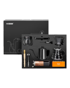 PAKCHOICE Pour Over Coffee Maker Set with Manual Coffee Grinder, Handheld Coffee Bean Mill Kit, Home Pour Over Coffee Equipment Gift Box