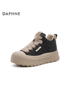 Daphne Women's Casual Shoes Thick-Soled Sneakers Versatile Trendy Round-Toe Skate Shoes 4024404505 Black 38