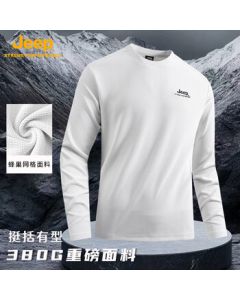 JEEP Men's Long-Sleeve T-Shirt for Spring/Autumn Casual Outdoor Sports Comfortable Skin-Friendly Base Layer Light Gray 2XL