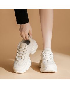 Daphne Platform Chunky Sneakers for Women, Autumn Elevator Shoes, Fashionable and Versatile Casual Sports Shoes - Beige, Size 38