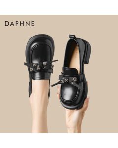 Daphne Women's Leather Versatile Platform Loafers Comfortable Office Shoes 4024101283 Black 38