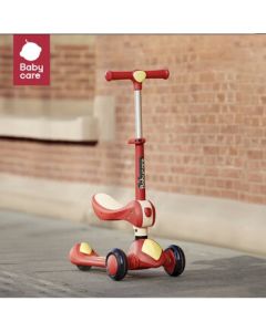 babycare Kids Scooter for Ages 1-3-6, Sit and Ride Scooter for Boys and Girls, Glide Smoothly, Laura Red