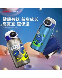SIMELO Kyoto Impression TI Anniversary Edition Kids' Temperature-Display Pure Titanium Thermos Cup 630ml (Dynamic Planet - Starlight Year)