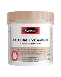 Swisse Calcium + Vitamin D Mini Tablets with Calcium Citrate for Adults and Seniors, Mini Calcium 300 Tablets