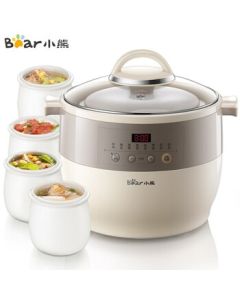 Bear Slow Cooker Electric Stew Pot with 5 Ceramic Inner Pots, Soup Pot, Porridge Pot, Health Pot, White Ceramic Steamer DDZ-B45B2
