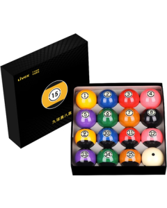 LIVEX Chinese-Style Black 8 Standard 8A Crystal Billiard Balls, American 16-Color Pool Balls, Large 57.2MM Billiard Table Accessories