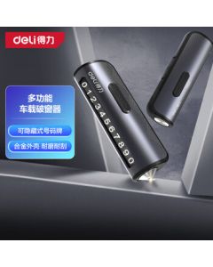 deli Temporary Parking Plate with Window Breaker, Number Plate, Car Safety Hammer, Multi-functional