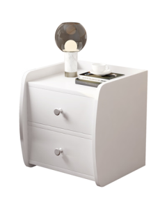 Coolin Nightstand Modern Minimalist Bedside Table with 2 Drawers, Bedroom Storage Cabinet, White 40*36*45cm
