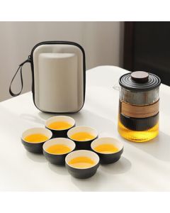 Qixuanyuan Portable Kungfu Tea Set, Fast Brewing Cup for Outdoor Travel, Ceramic Teapot with Tea Cup Set, Mid-Autumn Festival Gift