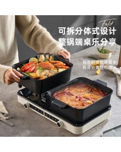 Bear Multi-function Pot 6L Split Dual Hot Pot Large Capacity Electric Hot Pot for Home Use, Electric Cooking Pot, Electric Fry Pan, Dedicated Cooking Pot DHG-F60N7