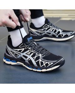 ASICS Unisex Casual Shoes GEL-KAYANO 20 Cushioned Comfort Breathable Sneakers Black/Silver 41.5