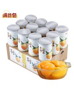 Satisfaction Pack Canned Fruit in Syrup - Yellow Peach 425g*12 Cans (Whole Box) Mid-Autumn Festival Gift Convenient Snack
