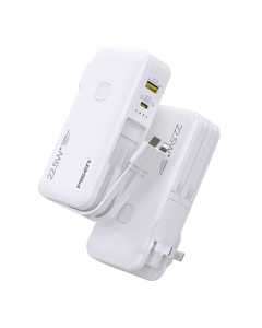 PISEN [3C Certified] 10000mAh Power Bank with Built-in Cable and Plug, 3-in-1 Portable Charger 22.5W Fast Charging for iPhone 17 Pro Max (White)