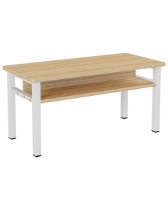 Yameile Study Desk Computer Desk with Double-layer Storage, Simple Writing Desk, Office Desk, Light Walnut, 1.2 Meters